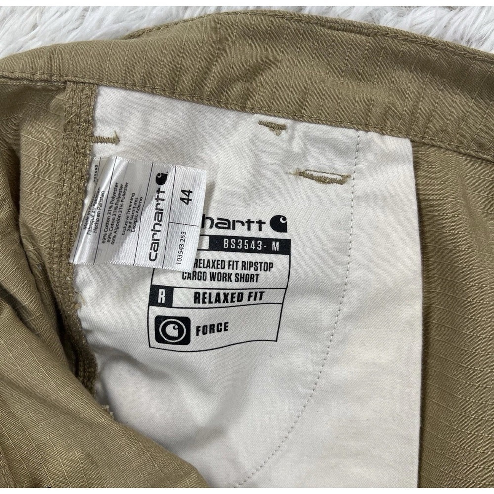 Carhartt Shorts Khaki Relaxed Fit Ripstop Cargo Work Force Mens Size 44‎ BS3543 - Picture 9 of 11